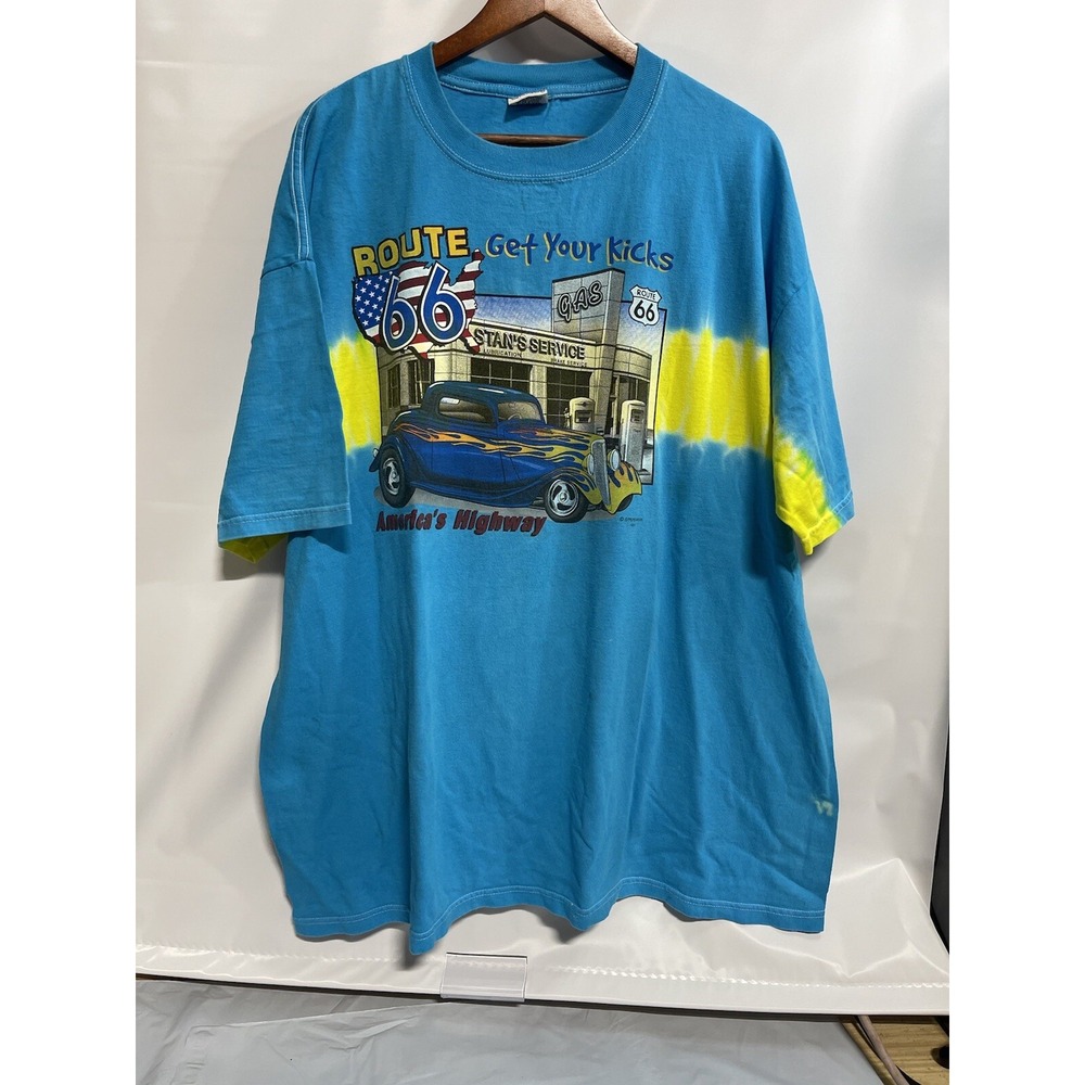 Vintage Historic Route 66 America's Highway Double Sided Mens T-shirt 3XL